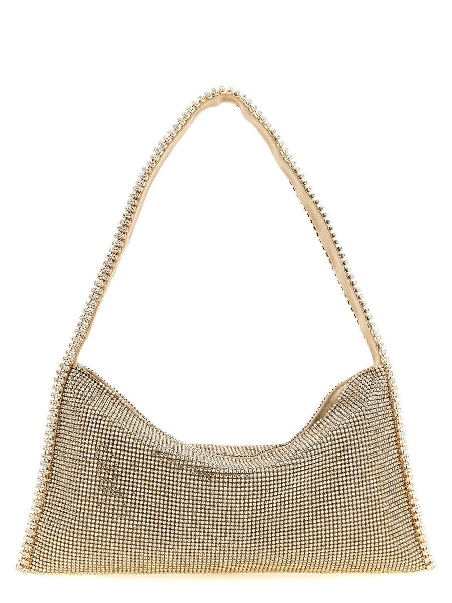 Benedetta Bruzziches Rhinestone Mesh Shoulder Bag — Gold
