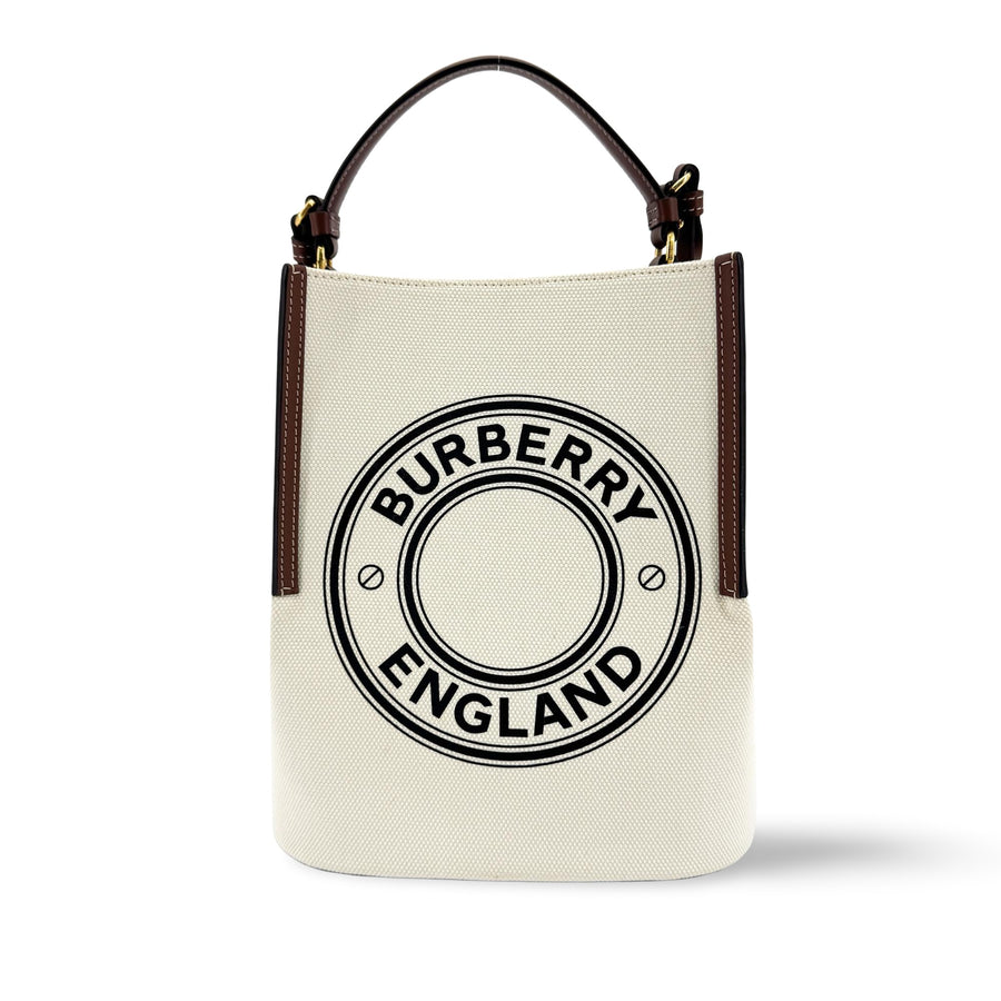 Burberry Peggy Logo Bucket Canvas Beige Bag