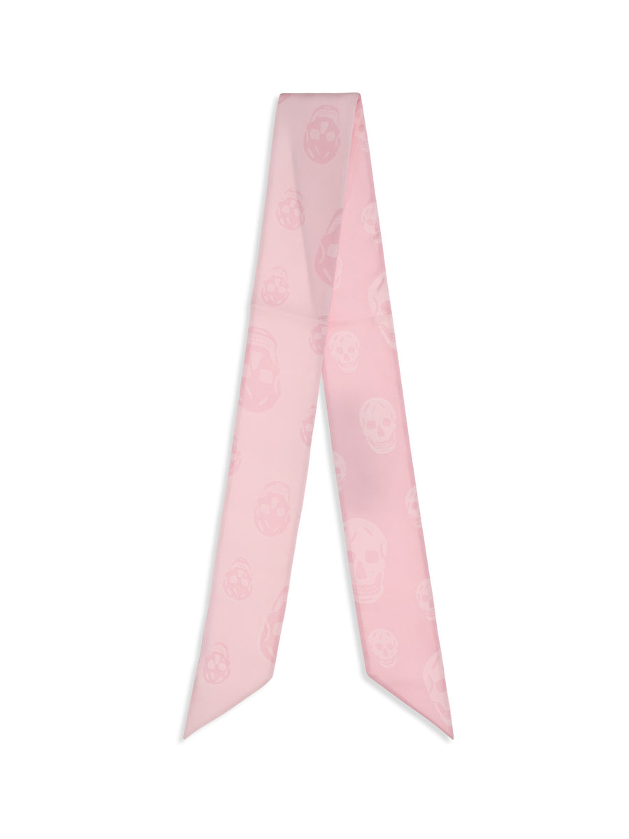 Alexander Mcqueen Skull-Embroidered Silk Scarf — Pink Scarfs