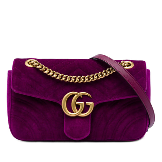 Medium GG Marmont Matelasse Velvet Shoulder Bag - Image 1