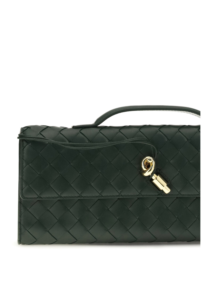 Bottega Veneta Andiamo Clutch — Green Lambskin Leather