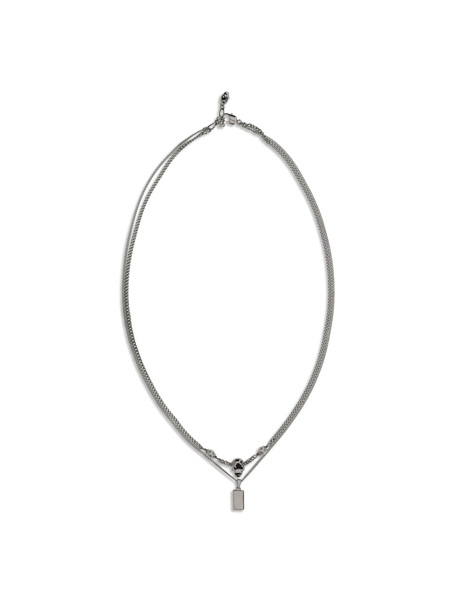 Alexander Mcqueen Skull Pendant With Rhinestones Necklace — Black Brass Necklaces