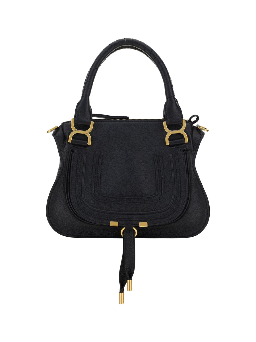 Chloé Marcie Shoulder Bag — Black Calf Leather Bos Taurus