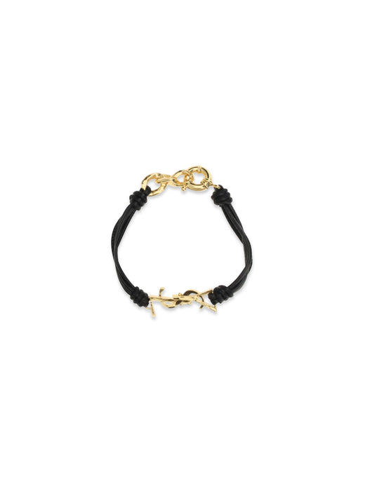 Saint Laurent Cassandre Bracelet — Black Calf Leather Bracelets
