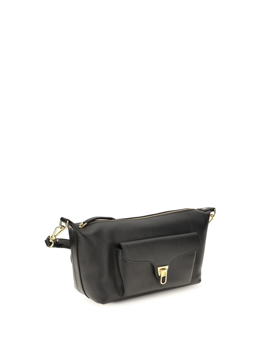 Coccinelle Beat Generation Shoulder Bag — Black Calf Leather