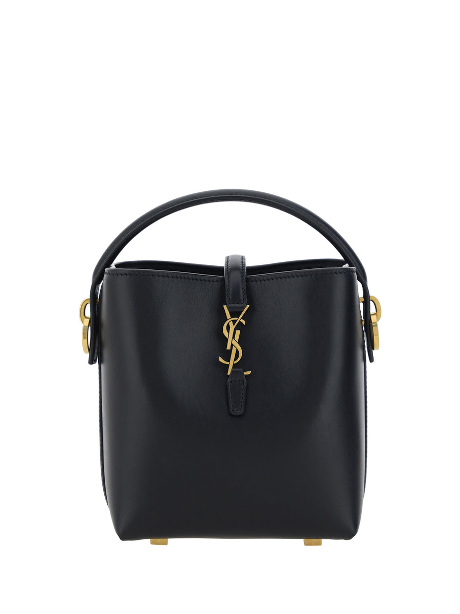 Saint Laurent Calf Leather Top Handle Shoulder Bag — Black