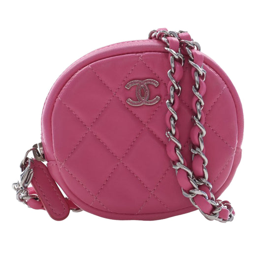 CC Quilted Lambskin Zip Around Coin Pouch with Chain - Image 1
