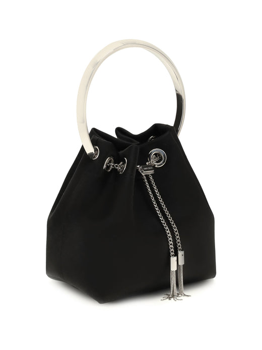 Jimmy Choo Silk Drawstring Bucket Bag — Black