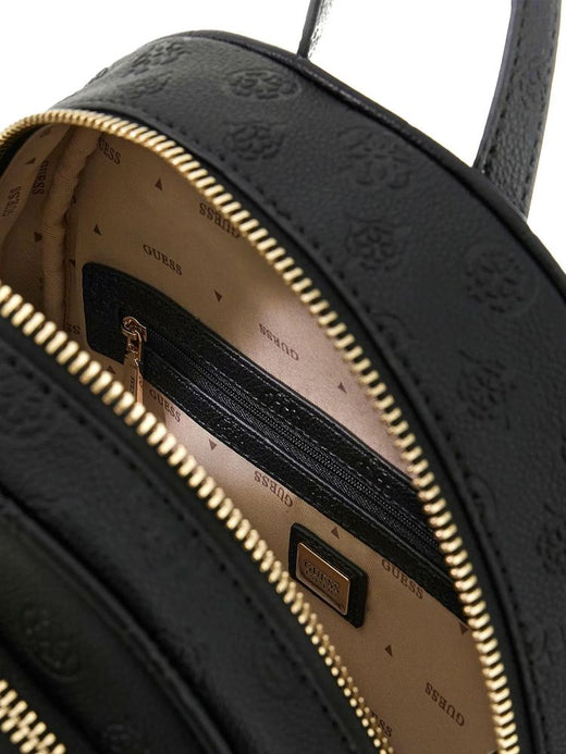 Guess Logo-Embossed Polyurethane Backpack — Black