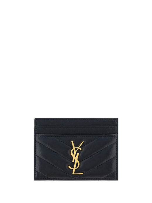 Saint Laurent Quilted Lambskin Card Case — Black Lamb Ovis Aries Cases