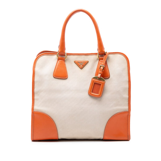 Saffiano Trimmed Canvas Canapa Satchel - Image 1