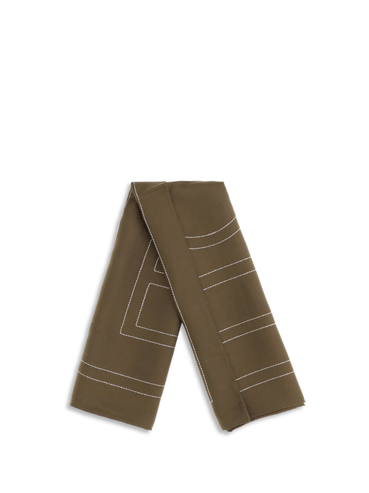 Toteme Monogram-Embroidered Silk Scarf — Brown Scarfs
