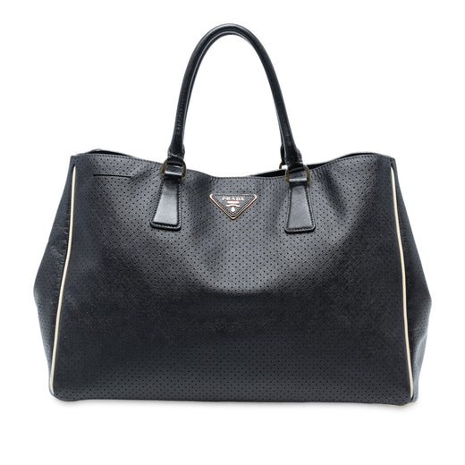 Large Perforated Saffiano Lux Galleria Zip Tote - Image 1