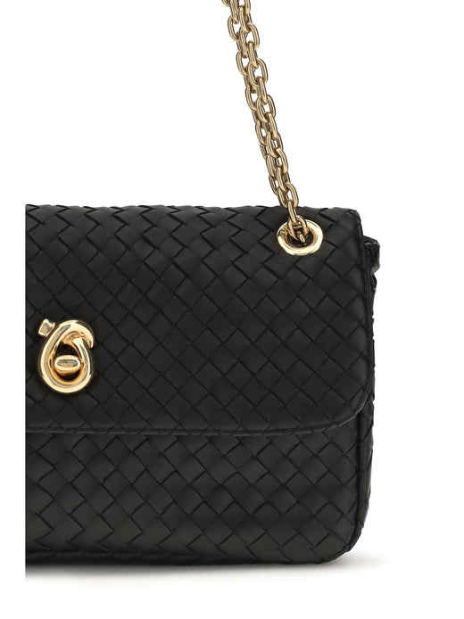 Bottega Veneta Intreccio Shoulder Bag — Black Lamb Leather