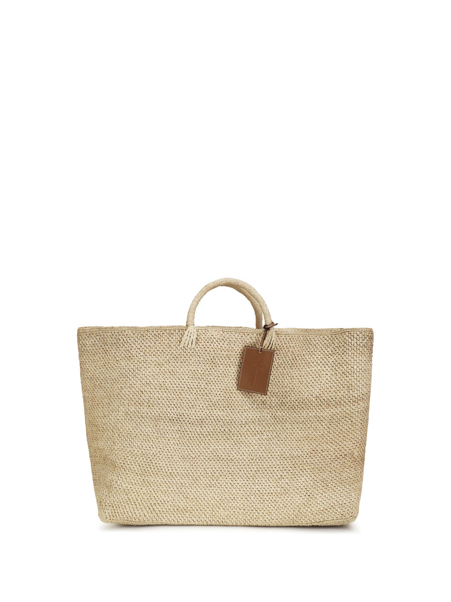 Manebi Saona Maxi Tote Bag — Beige Raffia