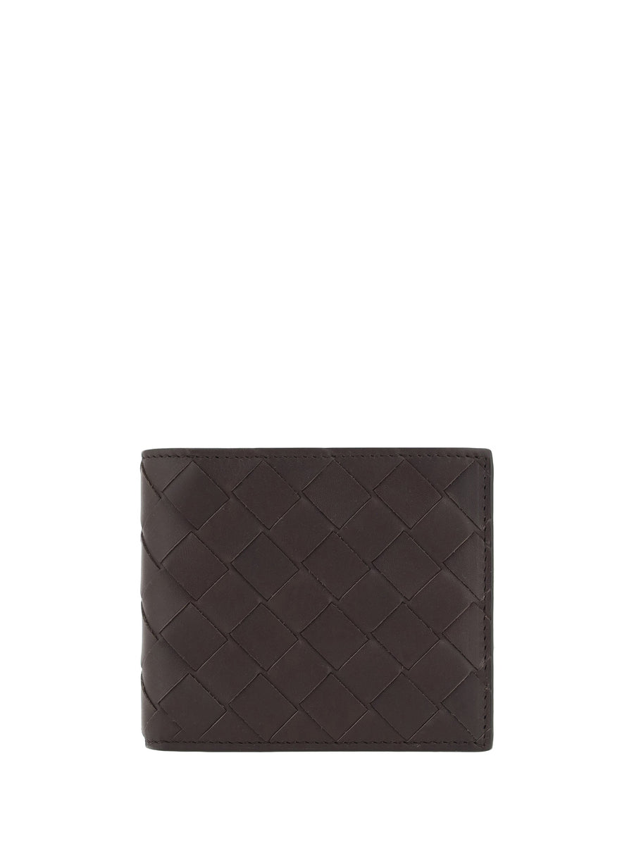Bottega Veneta Intrecciato Woven Leather Wallet — Silver