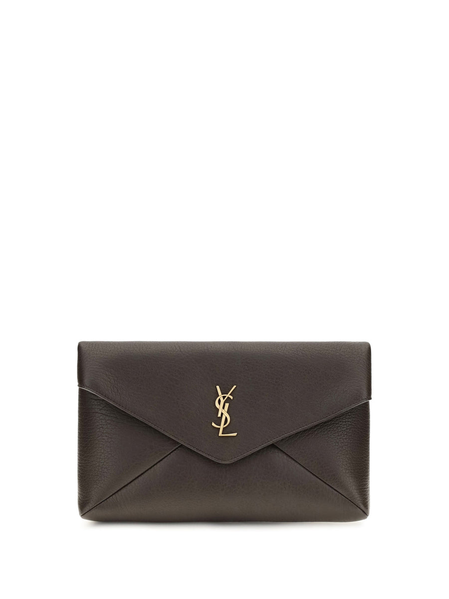 Saint Laurent Busta Pouch Wallet — Brown Lamb Ovis Aries