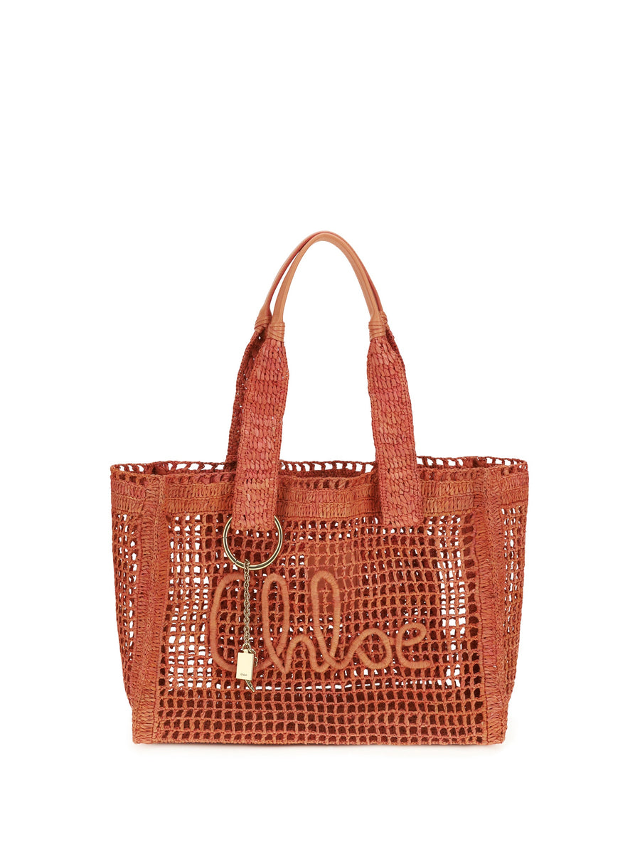 Chloé Tote Bag — Orange Raffia