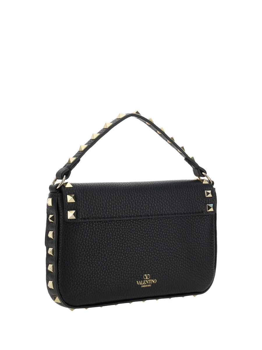 Valentino Garavani Rockstud Shoulder Bag — Black Calf Leather