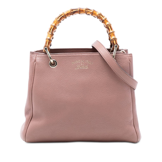 Small Calfskin Bamboo Shopper Satchel - Image 1