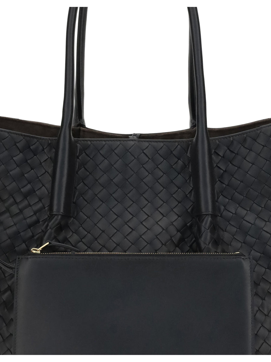 Bottega Veneta Pinacoteca Tote Bag — Black Calf Leather