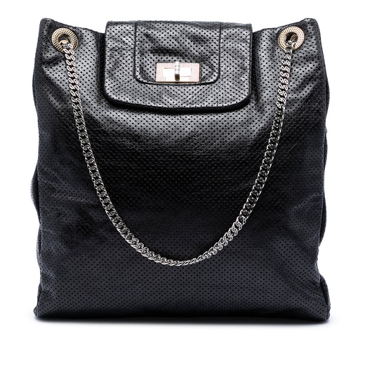 Perforated Crackled Metallic Calfskin Drill Tote - Image 1