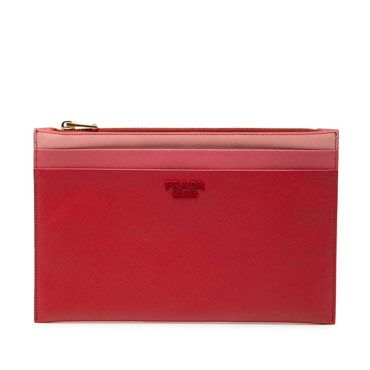 Tricolor Saffiano Zippered Portfolio Clutch - Image 1