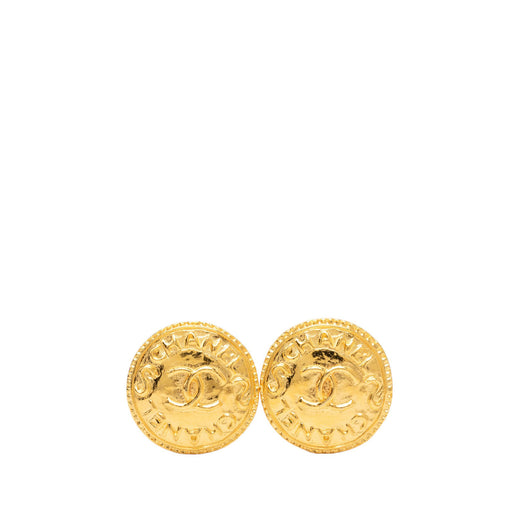 CC Gold Plated Round Clip On Earrings - Image 1