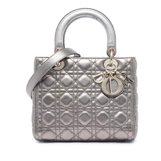 Medium Metallic Lambskin Cannage Lady Dior - Image 1