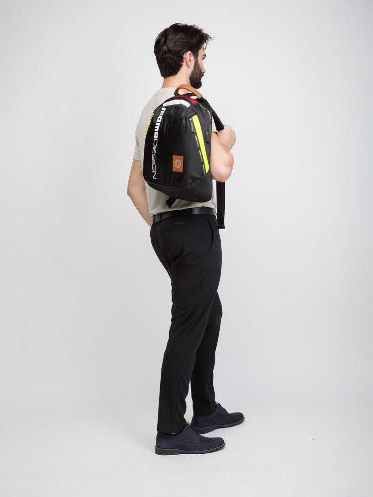 Momo Design Genuine Leather Sport-Inspired Backpack — Black
