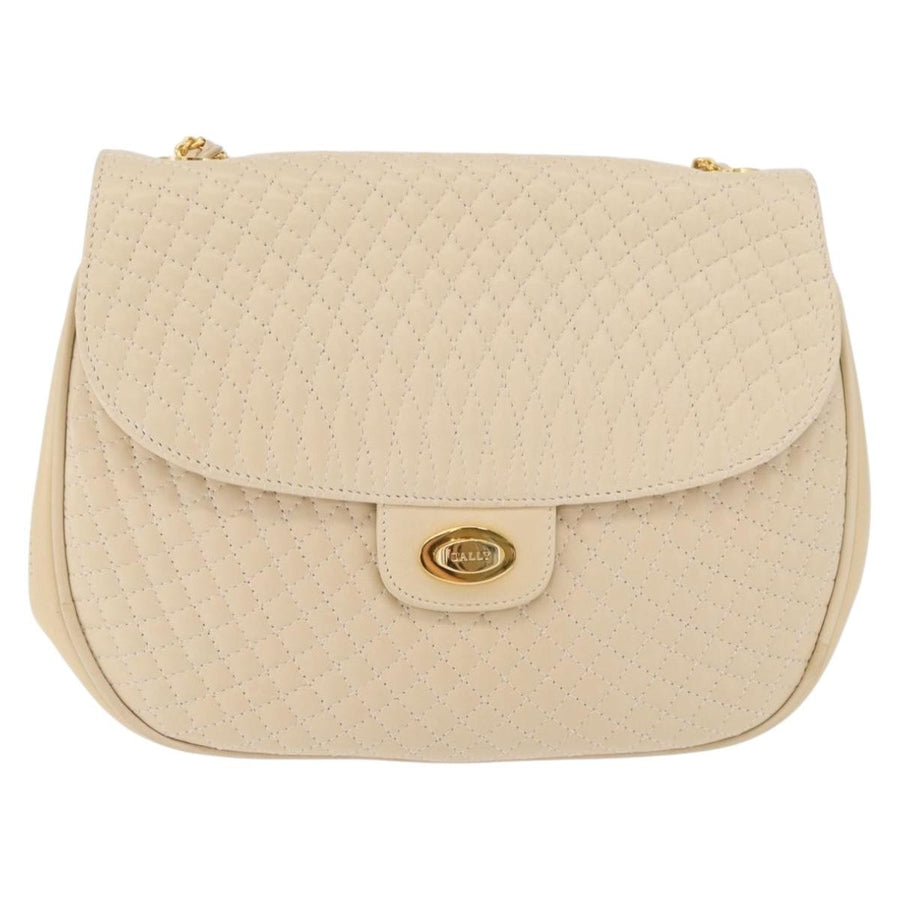 Bally Vintage Chain Quilted Leather Neutral Bag