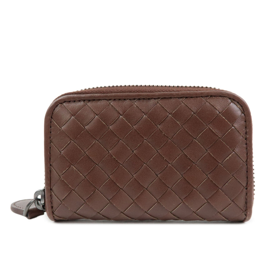 Bottega Veneta Zip Coin Purse Intrecciato Nappa Brown Leather Bag