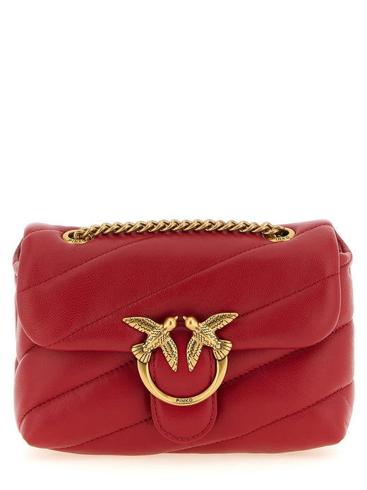 Pinko Love Puff Shoulder Bag — Red Nappa Lambskin Leather
