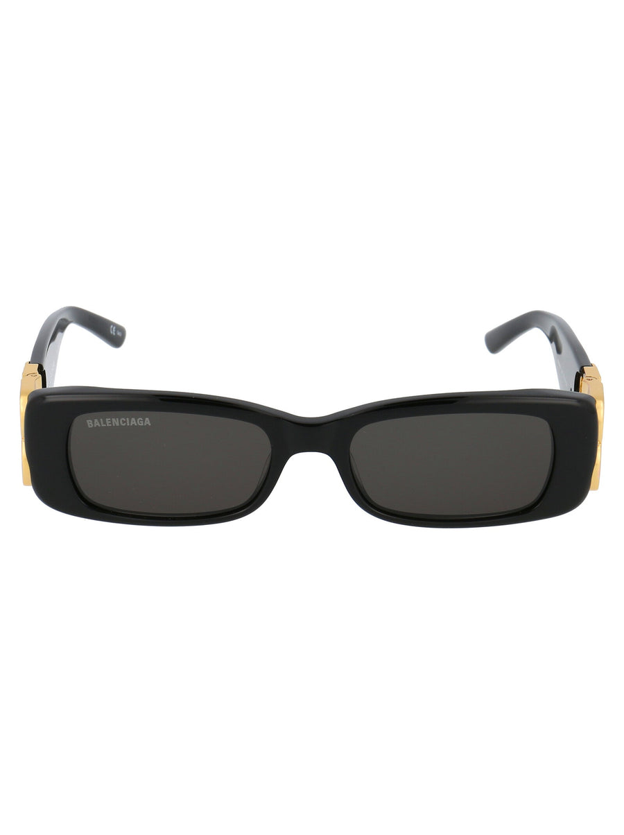 Balenciaga Bb0096s Metal Rectangle Frame Sunglasses — Black
