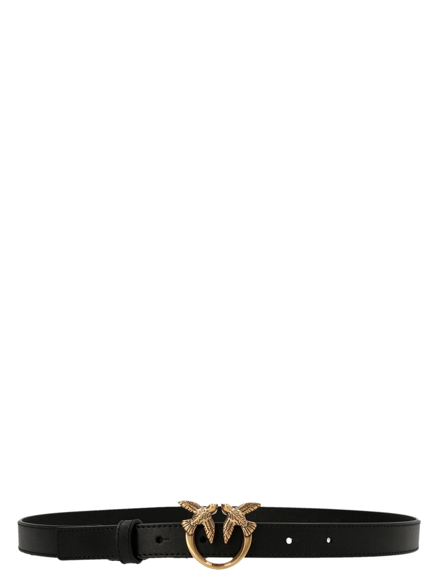 Pinko Love Berry Belt — Black Silk-touch Leather
