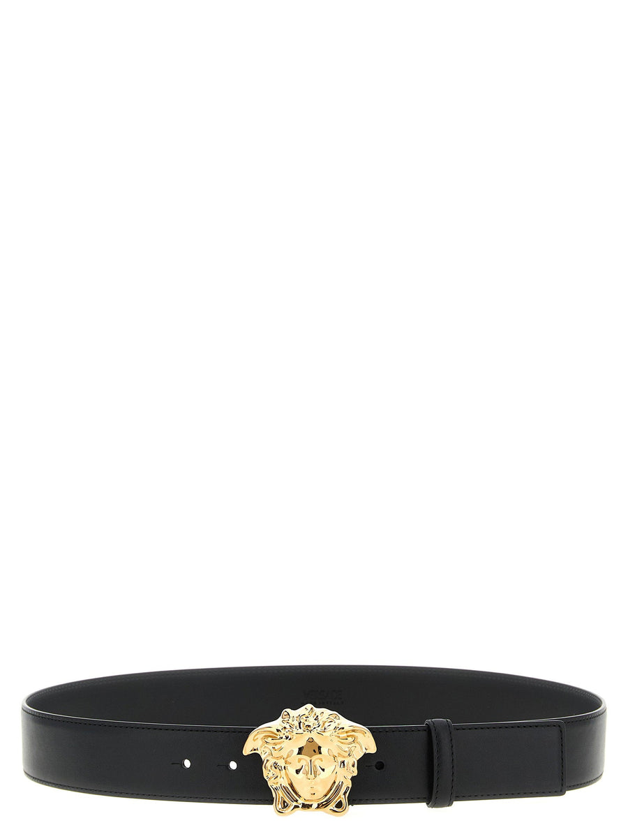 Versace Gold Medusa Buckle Belt — Black