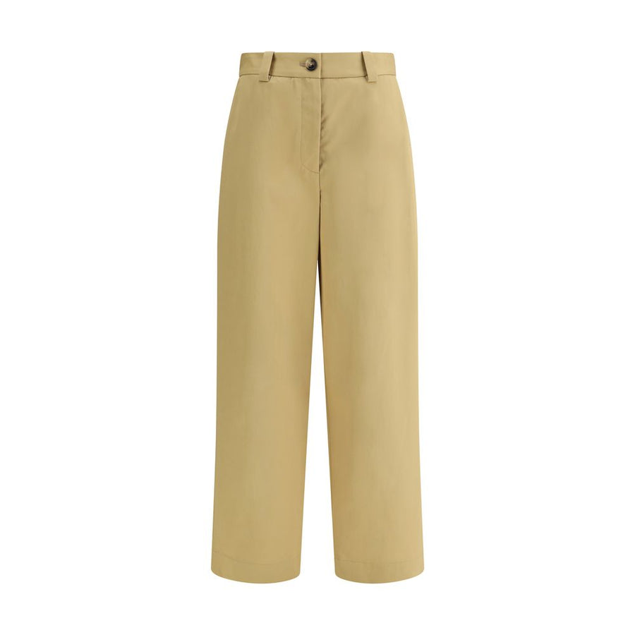 Beige Cotton Casual Pants