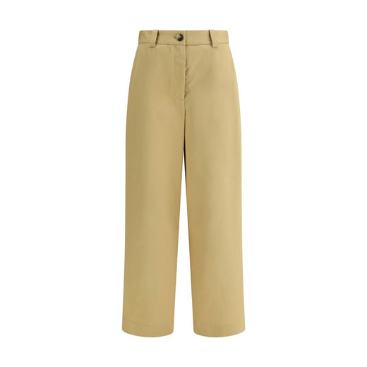 Beige Cotton Casual Pants