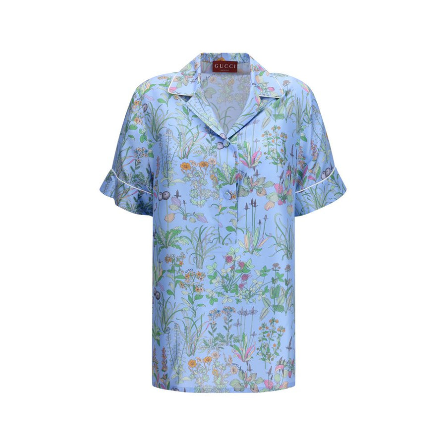 Blue Silk Pattern Shirt