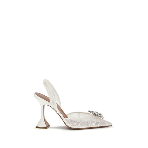 White Cotton Stiletto Heel Sandals