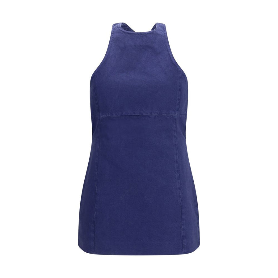 Blue Cotton Casual Dress