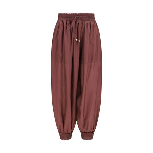 Bordeaux Silk Casual Pants