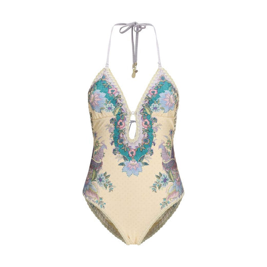 Beige Polyamide One-Piece Swimsuit