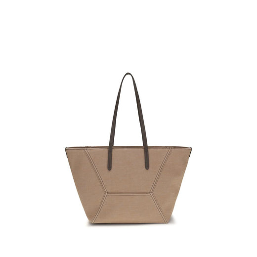 Beige Cotton Shoulder Bag