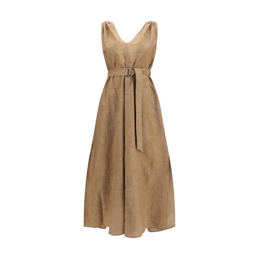 Beige Cotton Casual Dress