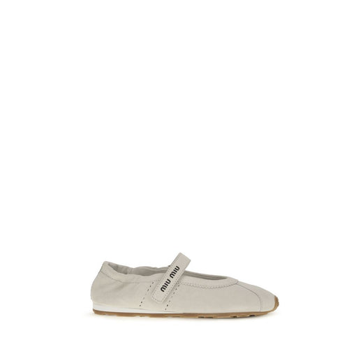 White Calf Leather Bos Taurus Ballet Flats