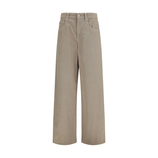 Beige Cotton Casual Pants