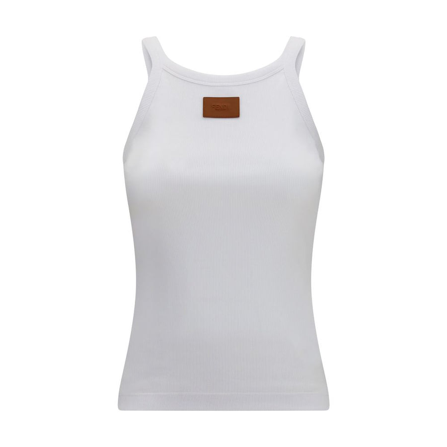 White Cotton Sleeveles T-Shirt