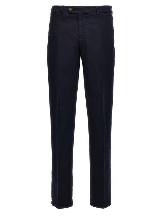 Blue Cotton Casual Pants