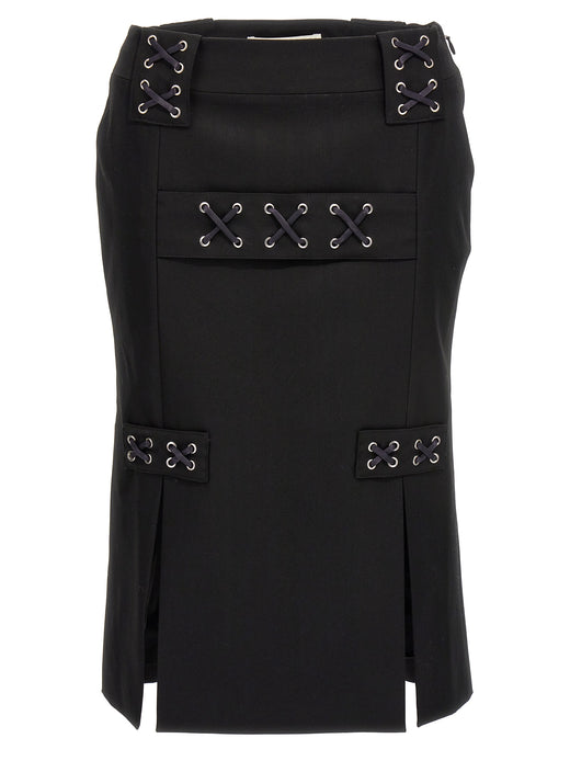 Black Wool Midi Skirt